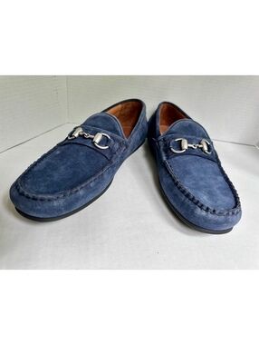 ALLEN EDMONDS Sebastian Bit Driving Loafers Dark Blue Suede Size 11